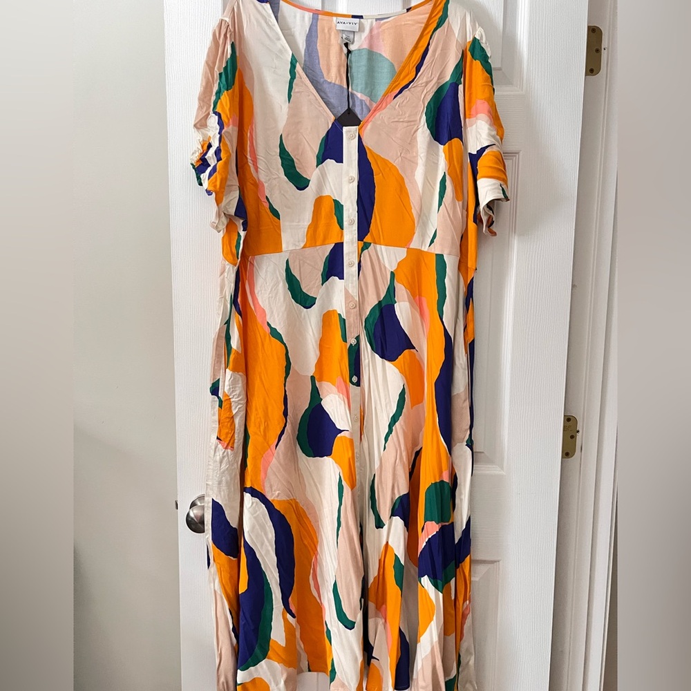 Ava & Viv Multicolor Abstract Dress